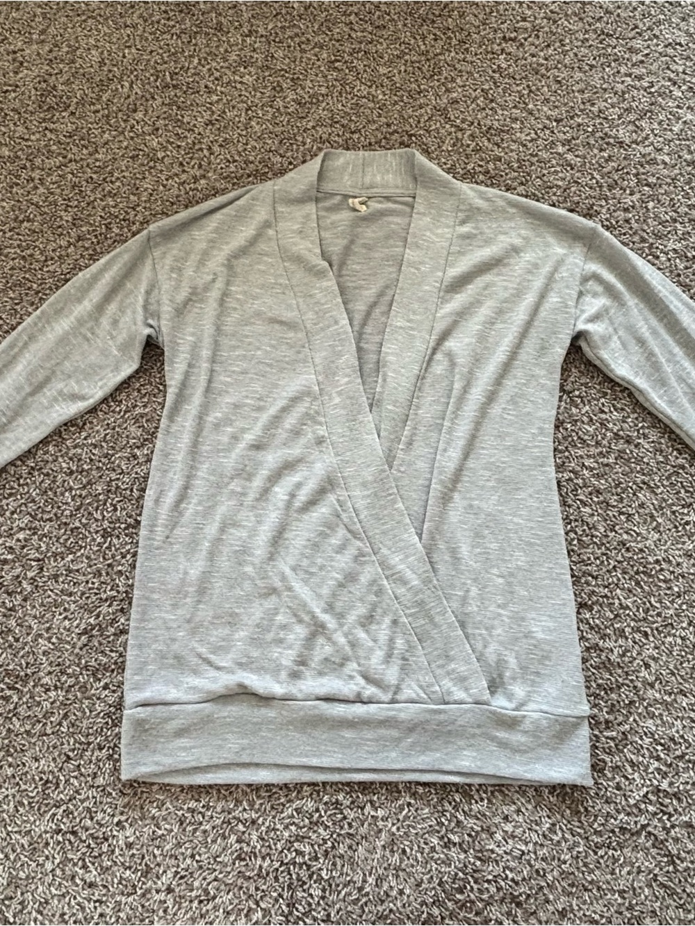 Wishlist Light Gray Wrap-Front Knit Cardigan